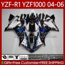 Fairings Kit For YAMAHA YZF-R1 YZF R 1 1000 CC YZF1000 YZFR1 04 05 06 Bodywork 89No.81 YZF R1 1000CC White blue blk 2004 2005 2006 YZF-1000 2004-2006 OEM Motorcycle Body