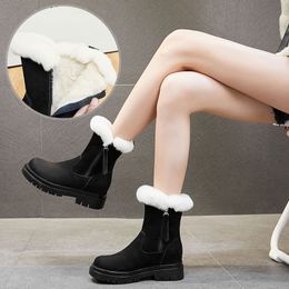 Womens Winter Fur Snow Boots Ladies Warm Wool booties Ankle Boot Comfortable Shoes plus size Cow Suede Casual Women Boots