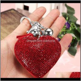 Keychains Fashion Aessories Drop Delivery 2021 1Pc Heart Shaped Crystal Rhinestone Handbag Keyfob Pendant Keychain Bag Keyring Key Chain Bioi