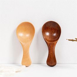 Small Wooden Salt Spoons Solid Wood Condiments Spoon Handmade Honey Teaspoon Seasoning Sugar Coffee Tea Jam Mustard Ice Cream JJA12155