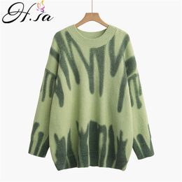 Roupa de Muer Korean Fashion Women Pullover Sweaters Oneck Long Tie Dye Sweater Jumpers jersey mujer Femme 210430