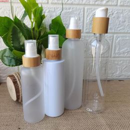 60ml 120ml 150ml 250ml frosted pet plastic bottle cosmetic skin care packing with Environmental protection bamboo pump headgoods