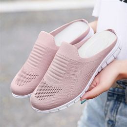 Women Sandals Summer Shoes Half Slippers Flip Flops Mesh Breathable Clogs Woman Platform Mule 42 210928