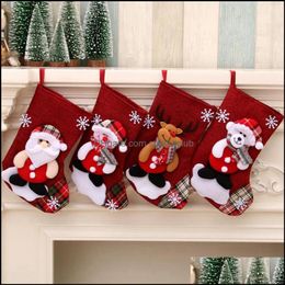 Festive Party Supplies Home & Gardenchristmas Stockings Trees Ornament Santa Claus Elk Plaid Christmas Stocking Candy Socks Bags Xmas Decora