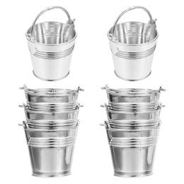 plastic mini buckets UK - Buckets 10Pcs Plastic Mini Food Container Portable Party Snack Bucket For Home Silver