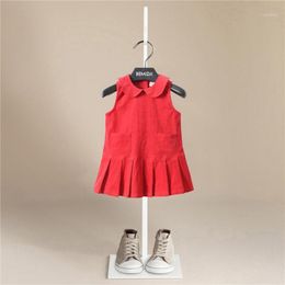 Girl's Dresses Summer Children Girls Fashionable Dress Pure Colour Baby Sleeveless Sweet Kids Clothing Cute Clothes Overalls