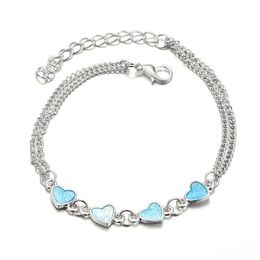 Retro Silver Tassel Plum Shape Small Flower Heart Pendant Anklet Bracelet Fashion Simple Bracelets
