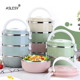 Multi--Layer Lunch Box Portable Stainless Steel Thermal For Food Portable Lunch Box For Kids Picnic Leak-Proof School Tableware 211108