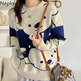 Women's Sweaters Neploe Autumn Winter Clothing Woman Japanese Cute Knitted Pullovers Cartoon Bear Sweet Oversized Jumper Tops Mujer 2021