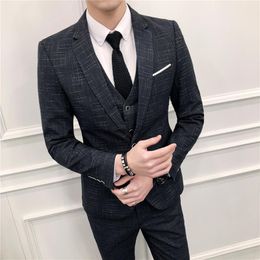 marry wedding Canada - Business Casual Suit The Bridegroom Marry Formal Wear Trend Handsome Male Dress Three-piece Men Suits For Wedding Men's & Blazers