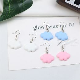 1 Pairs Creative Korean Cute Candy Color Clouds Dangles Earrings for Women Girl Simple Ladies Ears Jewelry Gifts