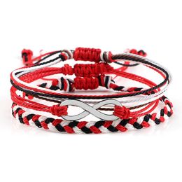 Handmade Bohemian String Bracelets Lucky Black & Red Wax Rope Braided Bracelet Charm Life Tree Yoga Bangles Friendship Jewelry G1026