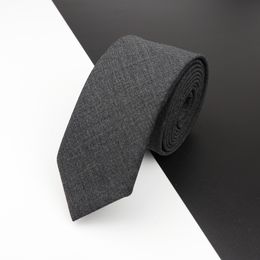 Classical Colour Black Grey Skinny 100% Wool Tie Men Necktie For Business Meeting Fashion Shirt Dress Accessories