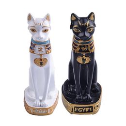 Egyptian Cat Figurine Statue Decoration Vintage Goddess Bastet Home Garden PP Table Ethnic Animal YH1293 211101