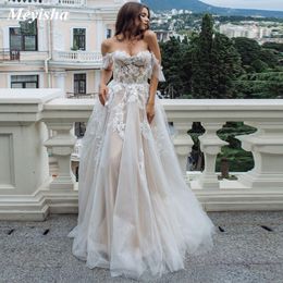 -ZJ9202 2021 Sexy Sweetheart Lace A Line Wedding Dresses off Ombro sem mangas Tule Vestidos para noivas vestido formal