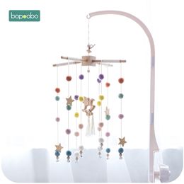 Bopoobo Baby Mobile Hanging Rattles Toys Wind-up Music Box Hanger DIY Hanging Baby Crib Mobile Bed Bell Toy Holder Arm Bracket 210320