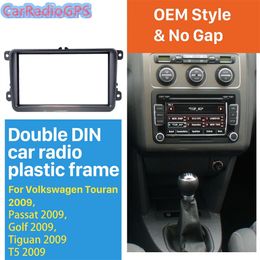 2Din Car Radio Fascia for 2009 Volkswagen Touran Passat Golf Tiguan T5DVD Frame Audio Cover Panel Dash Mount Kit