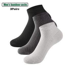 Men's Socks 3Pairs Men Bamboo Fiber Short Ankle High Quality Summer Winter Business Breathable Male Sock Man Sox