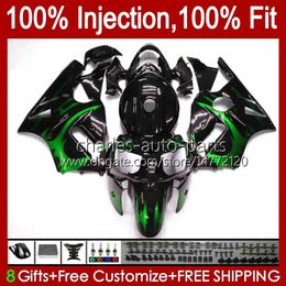 Injection green flames Mould OEM For KAWASAKI NINJA ZX 12 R 1200 CC ZX1200C ZX1200 C 2000 2001 Body 2No.129 ZX12R 00 01 ZX 1200 12R 1200CC Bodywork ZX-12R 00-01 ABS Fairing
