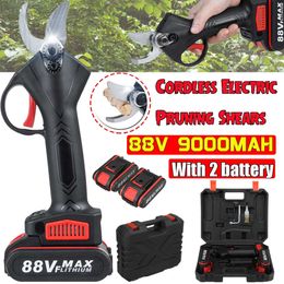 88V Cordless Electric Pruning Shears 30mm Max Cutting Garden Pruner Secateur Branch Cutter with 2 Lithium-ion Battery US Plug 210719