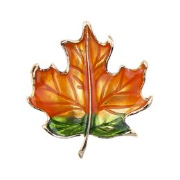 Winter Maple Leaves Gold Metal Shining Brooches Pins Women Jewellery For Lady
