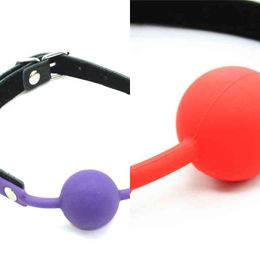 Nxy Sex Adult Toy Pu Leather Mouth Gag Ball Open Bondage Stuffed Exotic Accessories for Women 1225