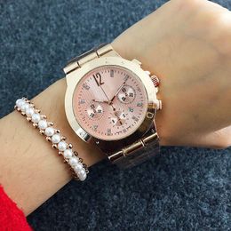 Fashion Brand Watches Women Girls crystal 3 Dials style steel band Quartz wrist Watch P28