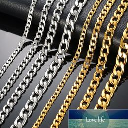 New Solid Necklace Figaro Chains Link Jewellery Men Choker Stainless Steel Male Female Accessories Fashion Design Drop Shipping Factory price expert design Quality