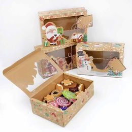 chocolate decorations UK - Christmas Decorations 3Pcs Set Large Size Candy Cookie Kraft Paper Box With Plastic Pvc Window Gingerbread Chocolate Gift Cardboard