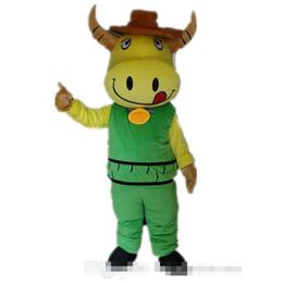 Halloween yellow cattle Mascot Costume Top Quality Cartoon Cow Anime theme character Adults Size Christmas Birthday Party Outdoor Outfit