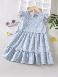 Toddler Girls Ditsy Floral Print Ruffle Trim Dress SHE