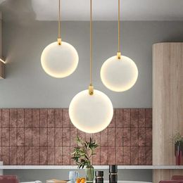 Pendant Lamps Nodic Creative Restaurant LED Light Cafe Clothing Store Bedroom Hanging Imitation Marble Home Decor Lamp
