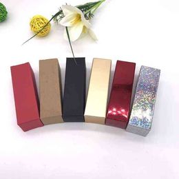 100Pcs 2.5*2.5*8.5cm Gold Black Laser DIY Lipstick Perfume Essential Oil Bottle Packaging Box Valve Tube Package Kraft Paper Box H1231