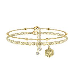 Initials Ankle Bracelets Anklet for Women Gold Zircon Letter Barefoot Accessories Leg Bracelet Mother's day Jewelry Gifts