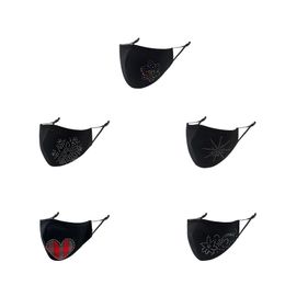 2021 New Adult black cotton mask with diamond hanging ears for spring summer autumn sun protection anti-dust