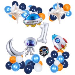 48pcs Outer Space Party Astronaut Balloons Solar System Theme Decor Baby Shower Birthday Decoration Supplies Helium Globos 220217