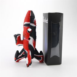 new silicone bong mini hookahs 7.7 inches rocket shaped multi Colours with glass bowl water pipe with glass bowl