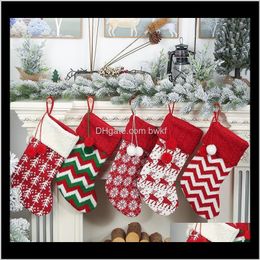 Festive Party Supplies Home & Garden Decorations Knitted Christmas Stockings Wool Socks Red And White Elk Childrens Gift Bags Jxw325 Drop Del