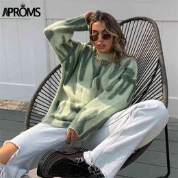 Aproms Multi Striped Knitted Soft Sweater Autumn Winter Long Jumpers Oversized Pullovers Streetwear Loose Outerwear 210922