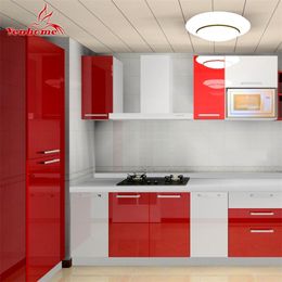 Self Adhesive Shiny Wallpaper for Wardrobe Oil-proof Waterproof Kitchen Cabinet Renovate Wall Sticker Home Decor Removable Decal 210615