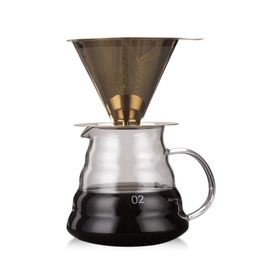 Reusable Funnel Metal Coffee Philtre Stainless Steel Drip Holder Mesh Baskets Espresso Percolator Tools 210423