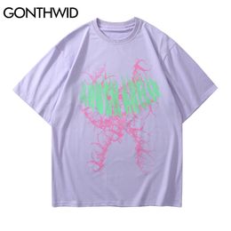 GONTHWID Hip Hop Tshirts Streetwear Creative Graffiti Casual Cotton Loose Tees Shirts Men Fashion Harajuku Punk Rock Gothic Tops C0315