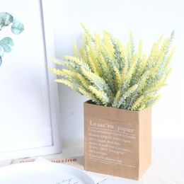 Decorative Flowers & Wreaths Artificial Plants Fake Lavender Diy Vases Home Wedding Decor Scrapbooking Gifts Box Silk