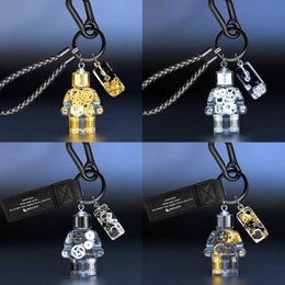 Cute Blocks Key Chain Cartoon Robot Motorcycle Rope Metal Key Ring Schoolbag Pendant Men Women Lovers Gift Personality Keychains H0915