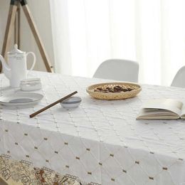 Modern Simple Plaid Tablecloth Pastoral Cotton Linen Dining Lace Dustproof Cover Towel Tea Cloth Runner 210914305Q