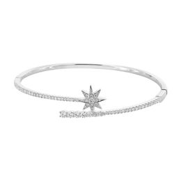 New Summer Cubic Zirconia Fashion Jewellery Adjusted Size Open Cz Shooting Star Bangle Bracelet for Women Q0717