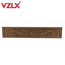 VZLX Wood Carved Applique Ssangyong Mouldings Frame Corner Onlay Unpainted Furniture Home Door Decor Decoration Accessories 210318