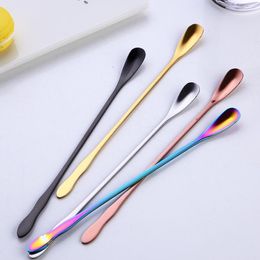 stainless steel coffee Scoops gold rainbow stirring scoops mug ice scoop dessert ladle spoon home Kitchen Dining