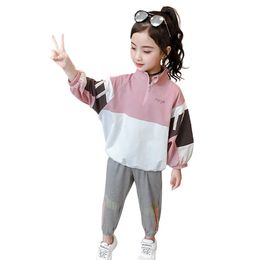 Kids Clothes Girls Cargo Jacket + Pants Outfits Patchwork Sets Clothing Teenage Children's Tracksuits 6 8 10 12 14 210528