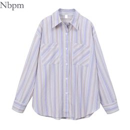 Nbpm Spring Women's Clothing Striped Blouses Fashion Top Women Long Sleeve Shirt Blusas Mujer Office Vintage Tunic Top 210529